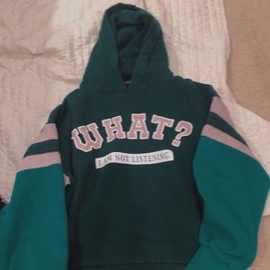 a two shaded green graphic hoodie.